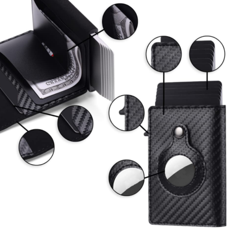 AirTag Wallet Anti-Theft Bullet Card Bag Multi-functional Rfid Card Holder Leather Slim Wallets For Airtag Air Tag