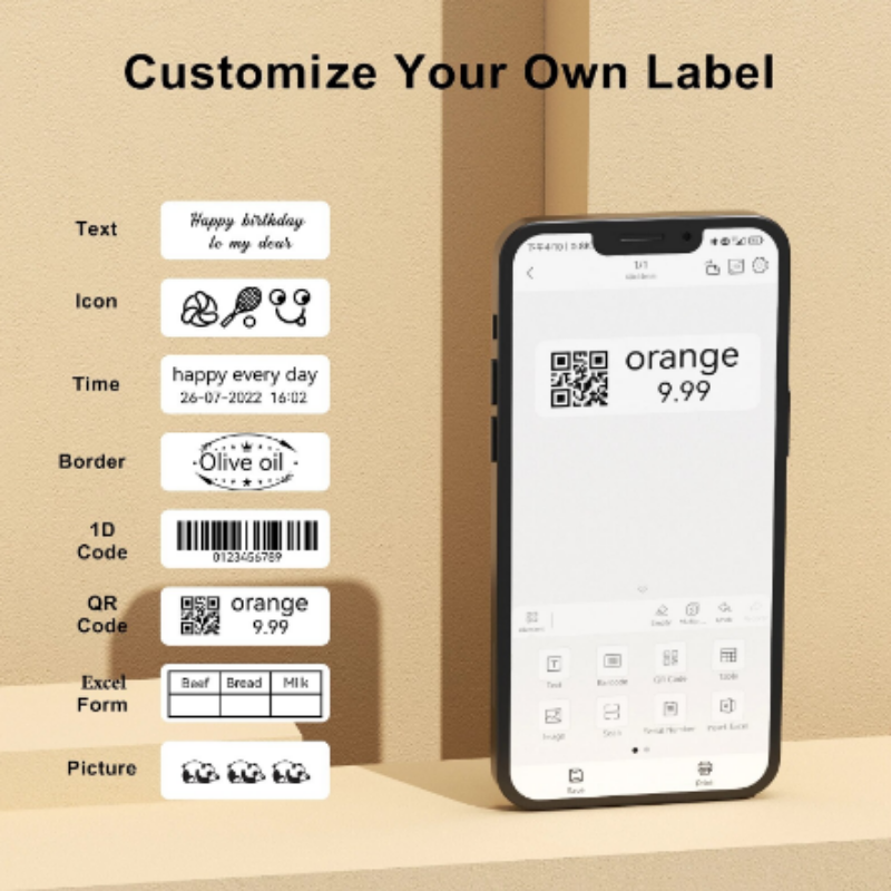 Wireless Label Printer Pocket Handheld Printer Thermal Price Label Sticker Marker Home Office