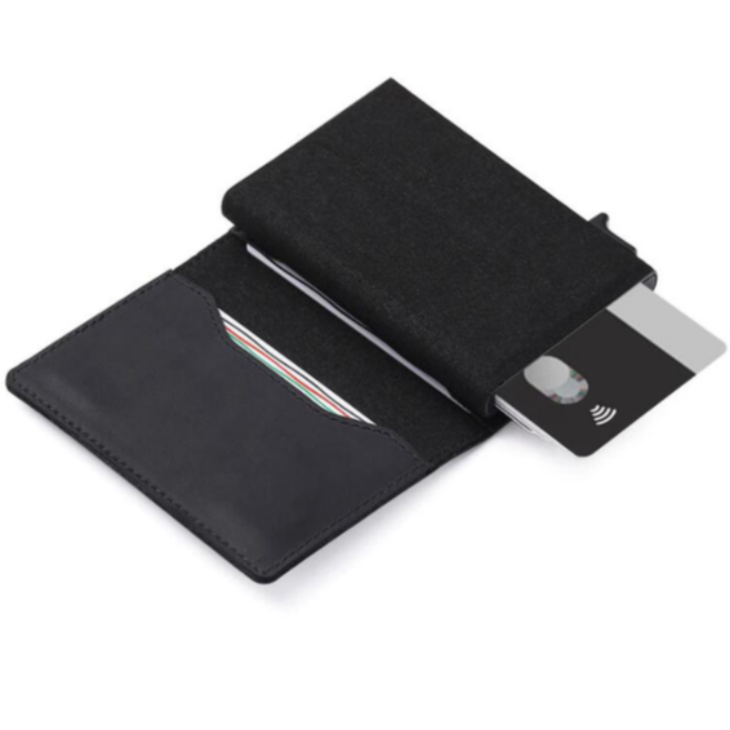 AirTag Wallet Anti-Theft Bullet Card Bag Multi-functional Rfid Card Holder Leather Slim Wallets For Airtag Air Tag