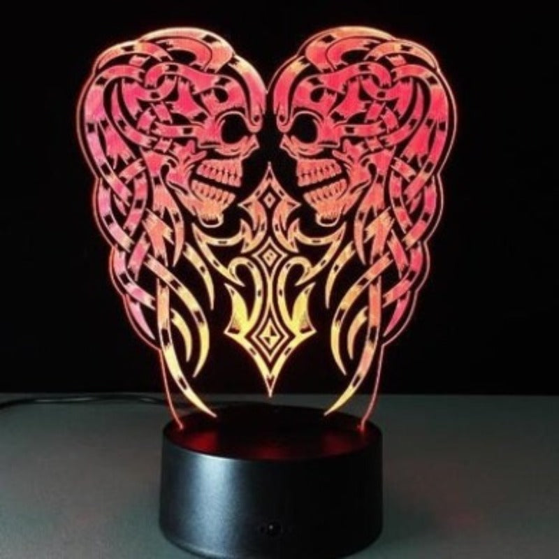 3D LED Color Night Light Changing Lamp Halloween Skull Light Acrylic 3D Hologram Illusion Desk Lamp