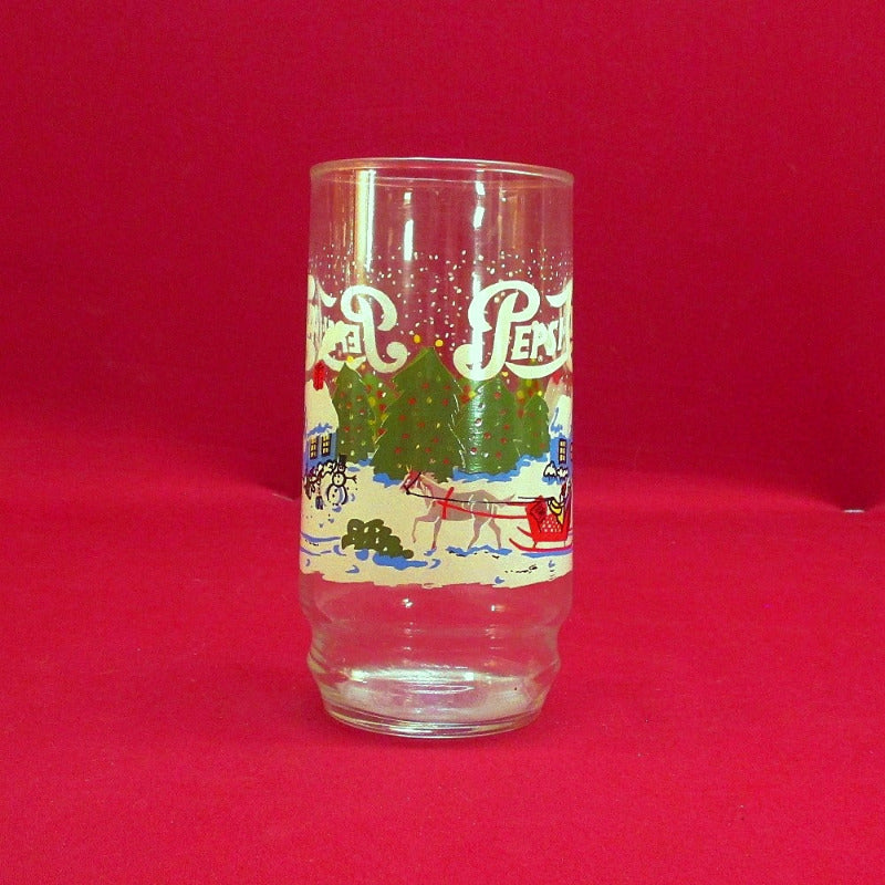 Antique Pepsi-Cola Winter Scene Drinking Glass