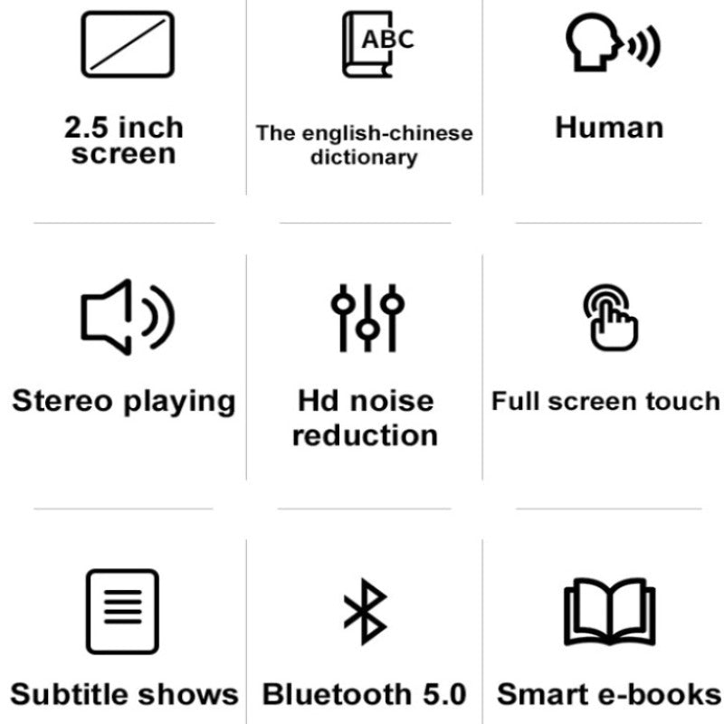 Benjie X5 Bluetooth 5.0 MP4 Player Built-in Speaker Full HD 2.5inch Color Touch Screen Lossless Music HIFI Player