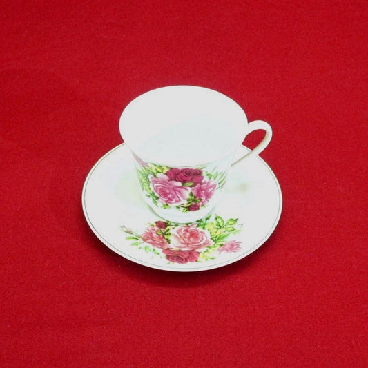 Antique Vintage Rose Pattern Cup and Saucer Set