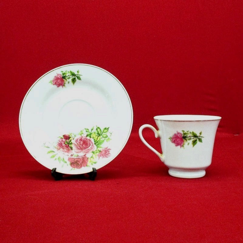 Antique Vintage Rose Pattern Cup and Saucer Set