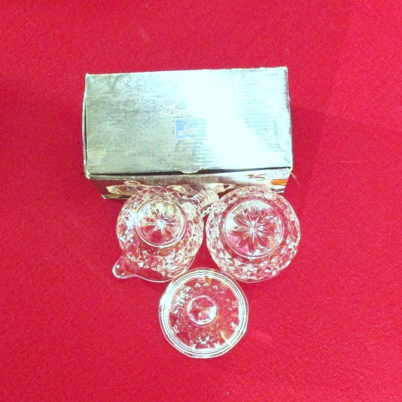 Collectable Crystal Sugar Bowl w/Lid and Creamer