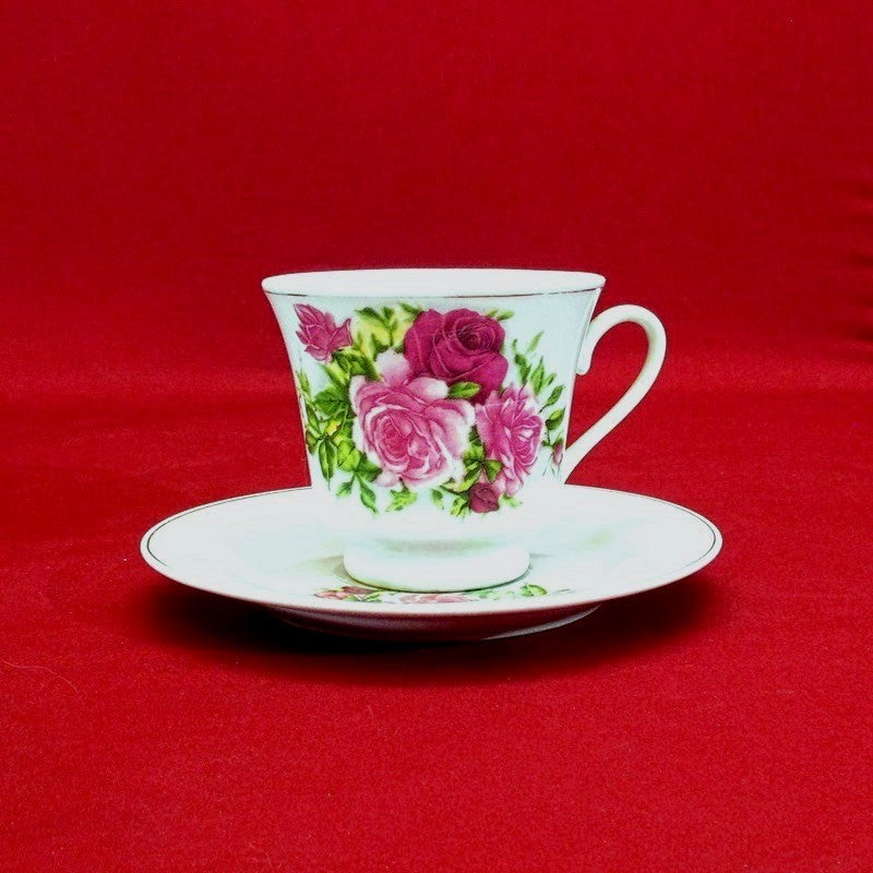 Antique Vintage Rose Pattern Cup and Saucer Set