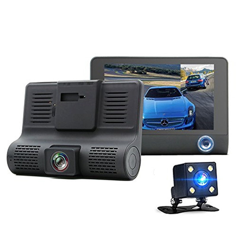 Car DVR 3 Cameras Lens 4 Inch Dash Camera Dual Lens suppor Rearview Camera Video Recorder Registrator Dvrs Dash Cam car camera