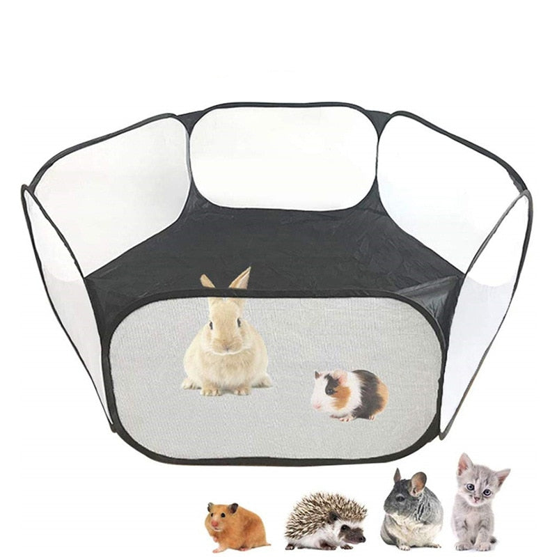 Portable Small Pet Cage Transparent Hedgehog Hamster Cage Tent Pet Playpen Folding Yard Fence For Dog Cat Rabbit Guinea Pig