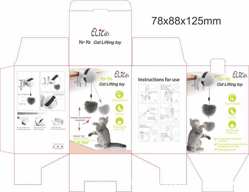 Electric Cat Toy Funny Cat Teaser Ball Toy Automatic Lifting Spring Rod Yo-Yo Lifting Ball Interactive Puzzle Smart Pet Toys