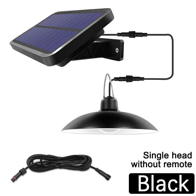 Solar double head pendant lamp for indoor and outdoor, warm white/white lighting for camping, garden and patio