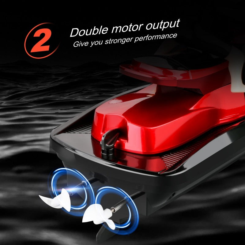 High Speed Racing Boat RC Motorboat for Pools Lakes 2.4Ghz Waterproof Toy 100M Control Dual Motor Drive Surfing