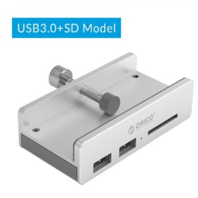 Aluminum 4 Ports USB 3.0 Clip-type HUB For Desktop Laptop Clip Range 10-32mm With 100cm Date Cable gift package