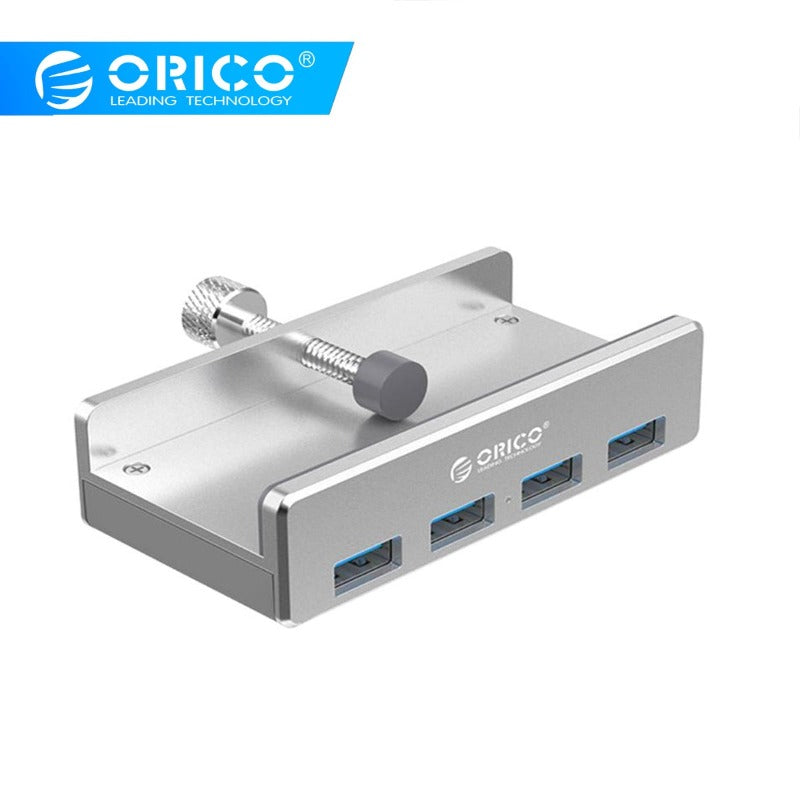 Aluminum 4 Ports USB 3.0 Clip-type HUB For Desktop Laptop Clip Range 10-32mm With 100cm Date Cable gift package