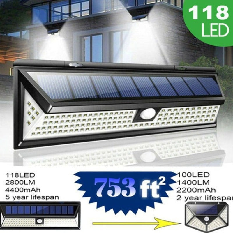 Outdoor Solar Wall Lights Motion Sensor Detector Security Night Light IP65 Waterproof Garden Lighting for Fence Deck Yard