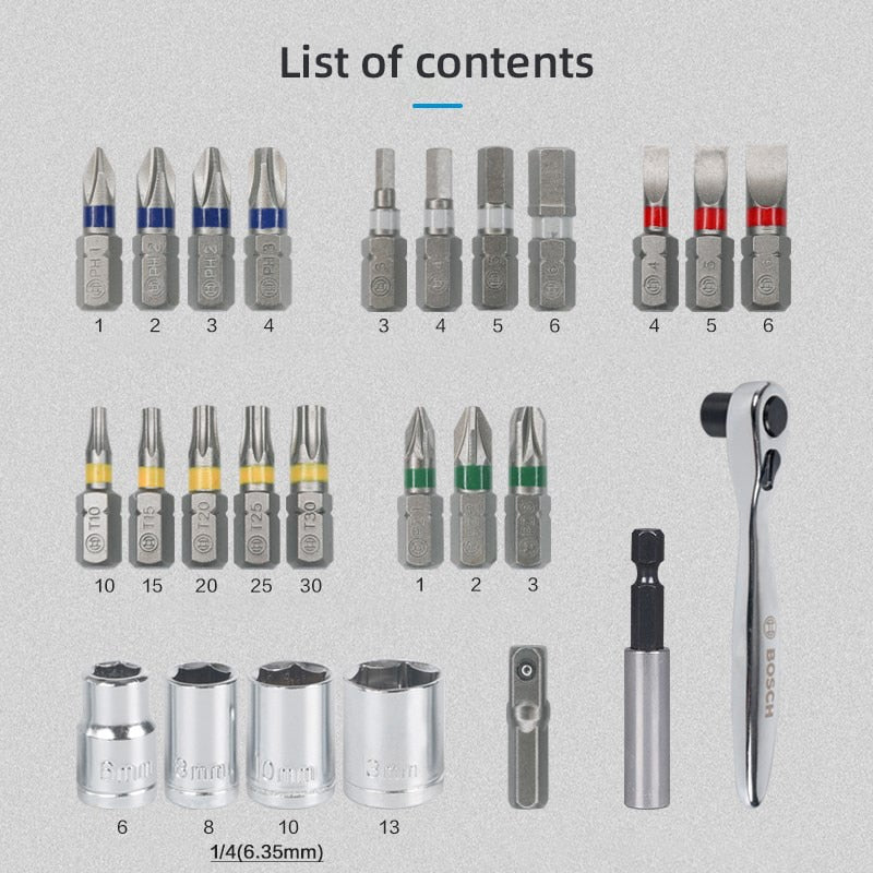 Bosch 26-piece screwdriver bit set electric screwdriver electric screwdriver bit ratchet wrench screwdriver