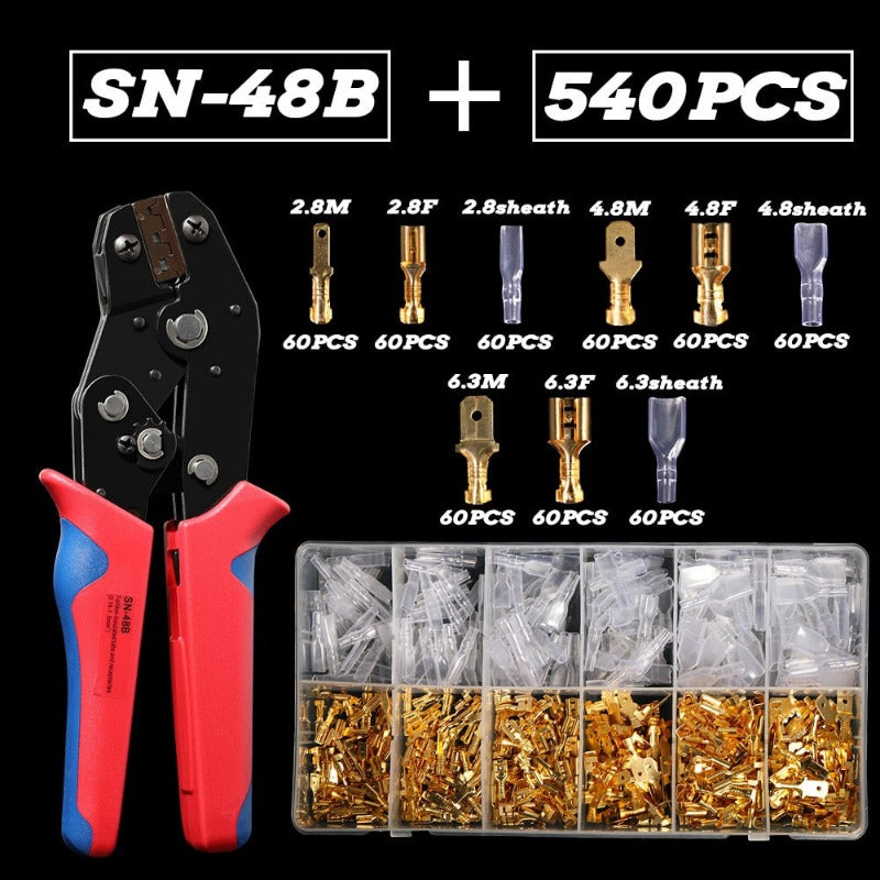 Spade Crimp Terminal Connector Golden Universal Seal Spring Plug Insulated Electrical Wire Connectors SN48B kit