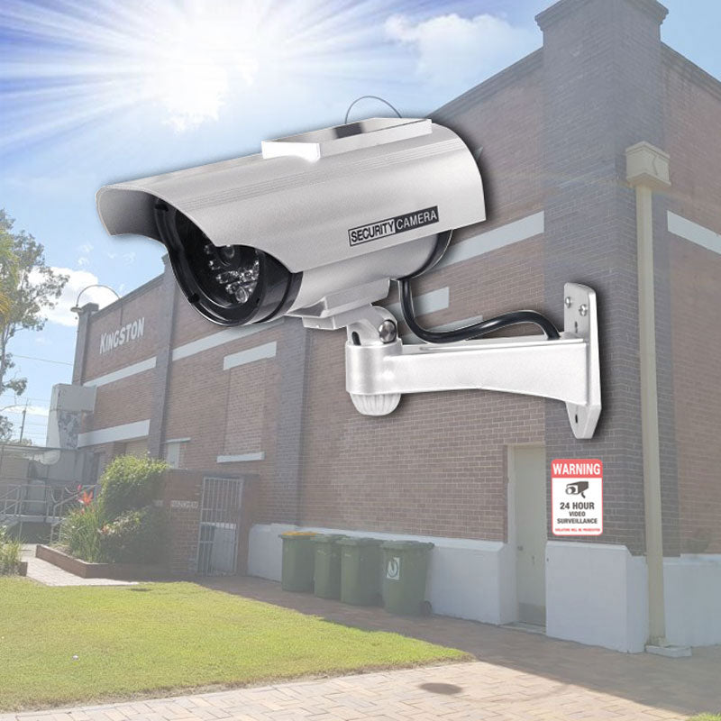 Solar Powered Fake Camera Flashing Red LED Monitor Indoor Outdoor Simulation CCTV Surveillance Security Protection Dummy Cameras