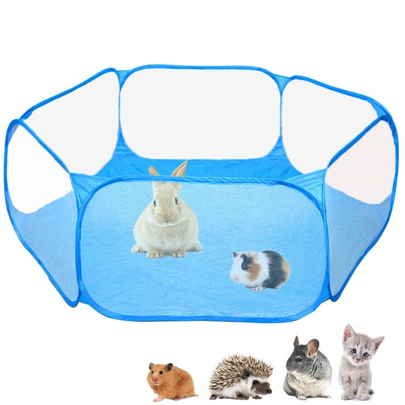 Portable Small Pet Cage Transparent Hedgehog Hamster Cage Tent Pet Playpen Folding Yard Fence For Dog Cat Rabbit Guinea Pig