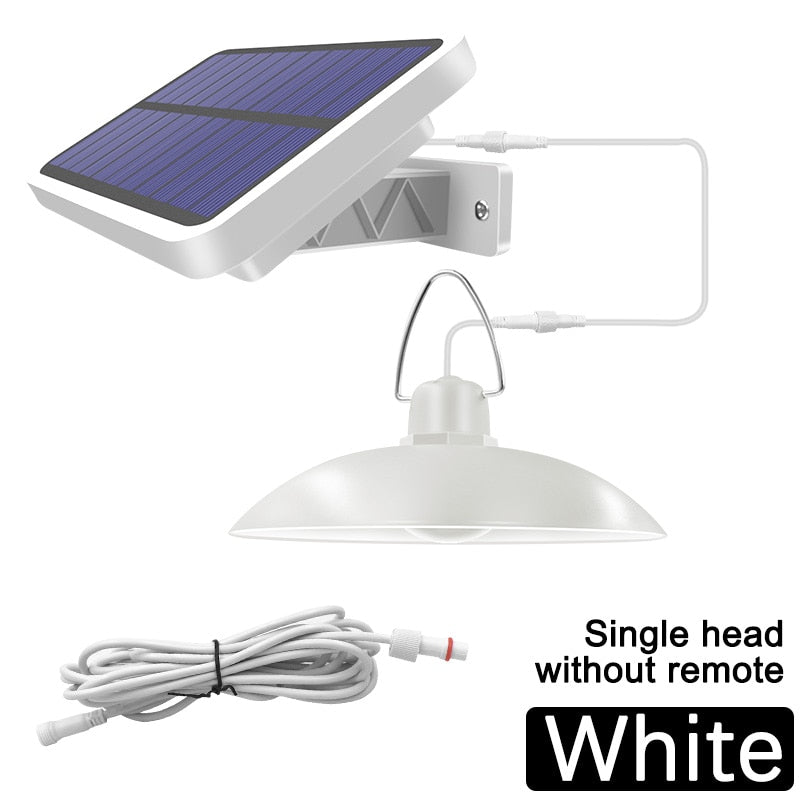 Solar double head pendant lamp for indoor and outdoor, warm white/white lighting for camping, garden and patio