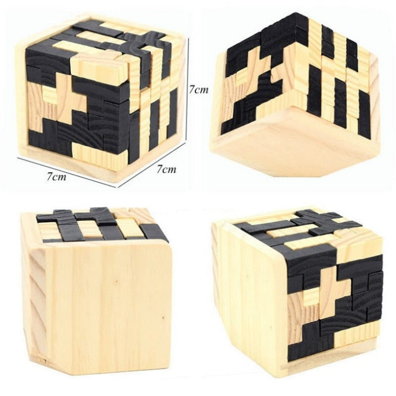 Creative 3D Wooden Cube Puzzle Ming Luban Interlocking Educational Toys For Children Kids Brain Teaser Early Learning Toy Gift
