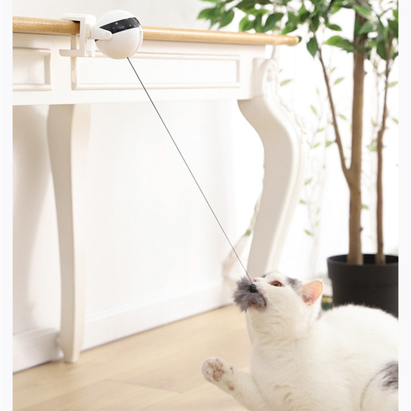 Electric Cat Toy Funny Cat Teaser Ball Toy Automatic Lifting Spring Rod Yo-Yo Lifting Ball Interactive Puzzle Smart Pet Toys