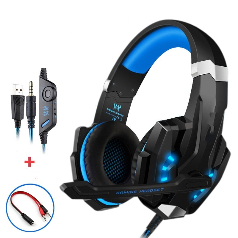 Gaming Headset Wired Glowing Earphones Headphone Deep Bass Stereo Casque with Mic