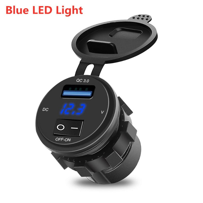 USB Car Charger With Led Light Power Adaptor QC3.0 Fast Charger Car Socket Separate Switch For Car Kit