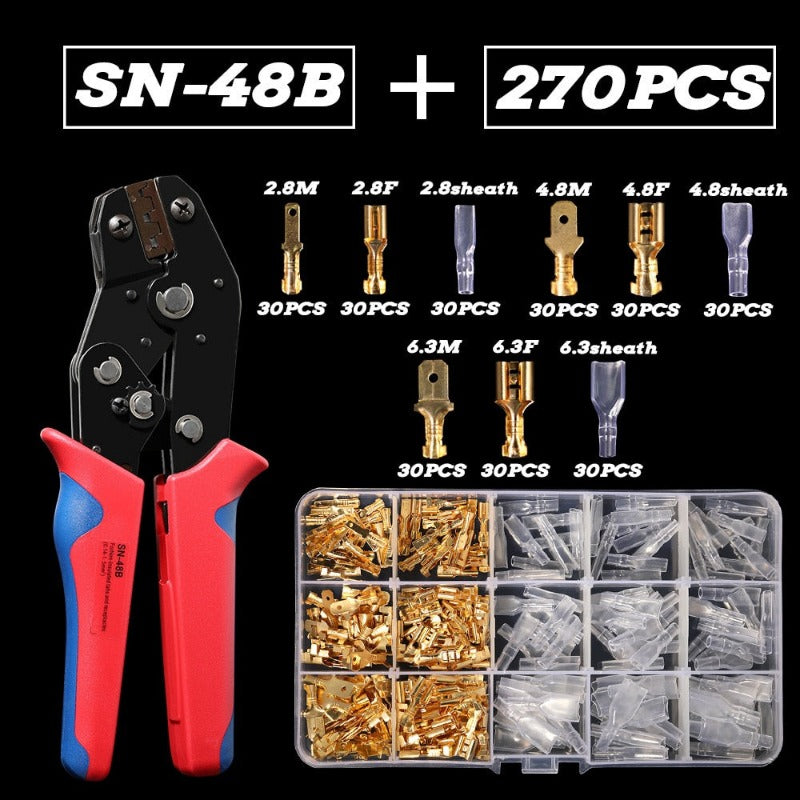 Spade Crimp Terminal Connector Golden Universal Seal Spring Plug Insulated Electrical Wire Connectors SN48B kit