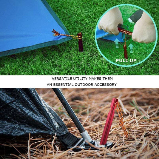 Aluminum Canopy Tri-beam Tent Pegs Garden Stakes Ground Nail Heavy Duty With Reflective Cord Hammock Camping