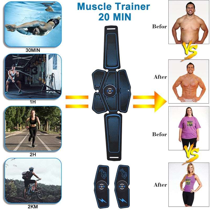 EMS Abdominal Muscle Trainer Stimulator ABS Electrostimulation Fitness Massager Abdomen Weight Loss Slimming Home Gym Equipment