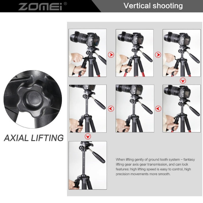 Professional Portable Travel Aluminum Alloy Camera Tripod Pan Head for Canon Nikon SLR Gift Phone Holder