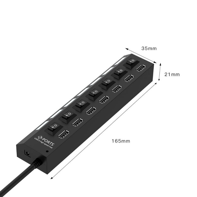 Elough USB HUB 2.0 Adapter Expander 4/7 Ports Multi Splitter Extender with LED Lamp Switch For Xiaomi Huawei Lenovo Macbook PC