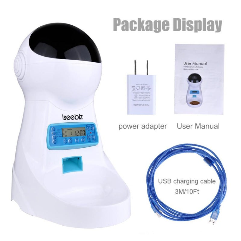 Automatic Pet Feeder With Voice Record Pets Food Bowl For Medium Small Dog Cat LCD Screen Dispensers 4 Times One Day