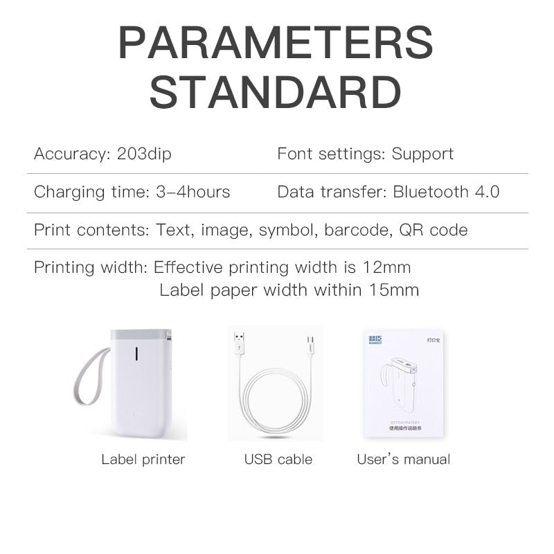 Wireless Label Printer Pocket Handheld Printer Thermal Price Label Sticker Marker Home Office