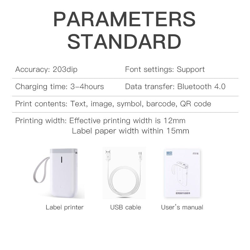 Wireless Label Printer Pocket Handheld Printer Thermal Price Label Sticker Marker Home Office 