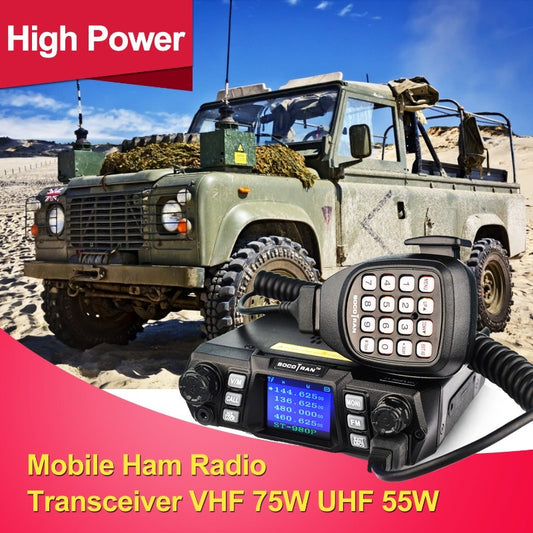 Mobile Ham Radio Transceiver VHF UHF Mobile Radio Dual Band Quad Standby Vehicle Transceiver with Programming Cable & Software