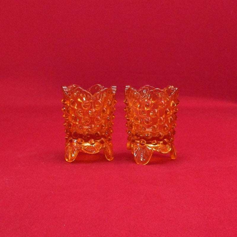 Pair Hobnail Toothpick Holders Fenton Glass Co.