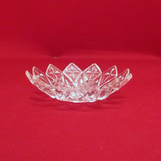 Antique Petal-Shaped Flared Pressed Glass Dish