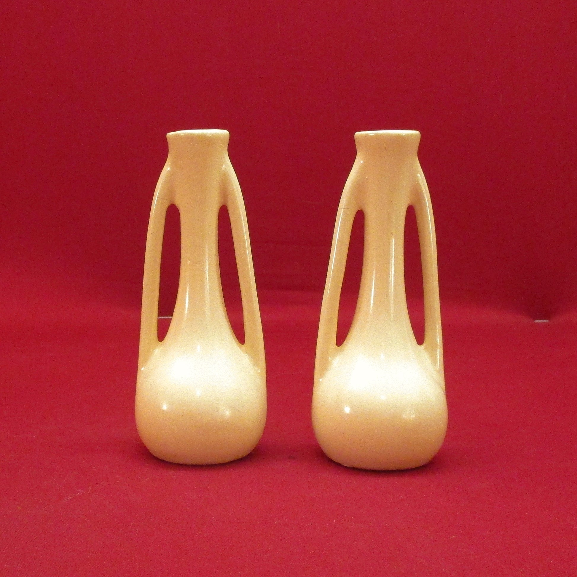 Vintage Antique Cream White Matching Twin Bud Vases