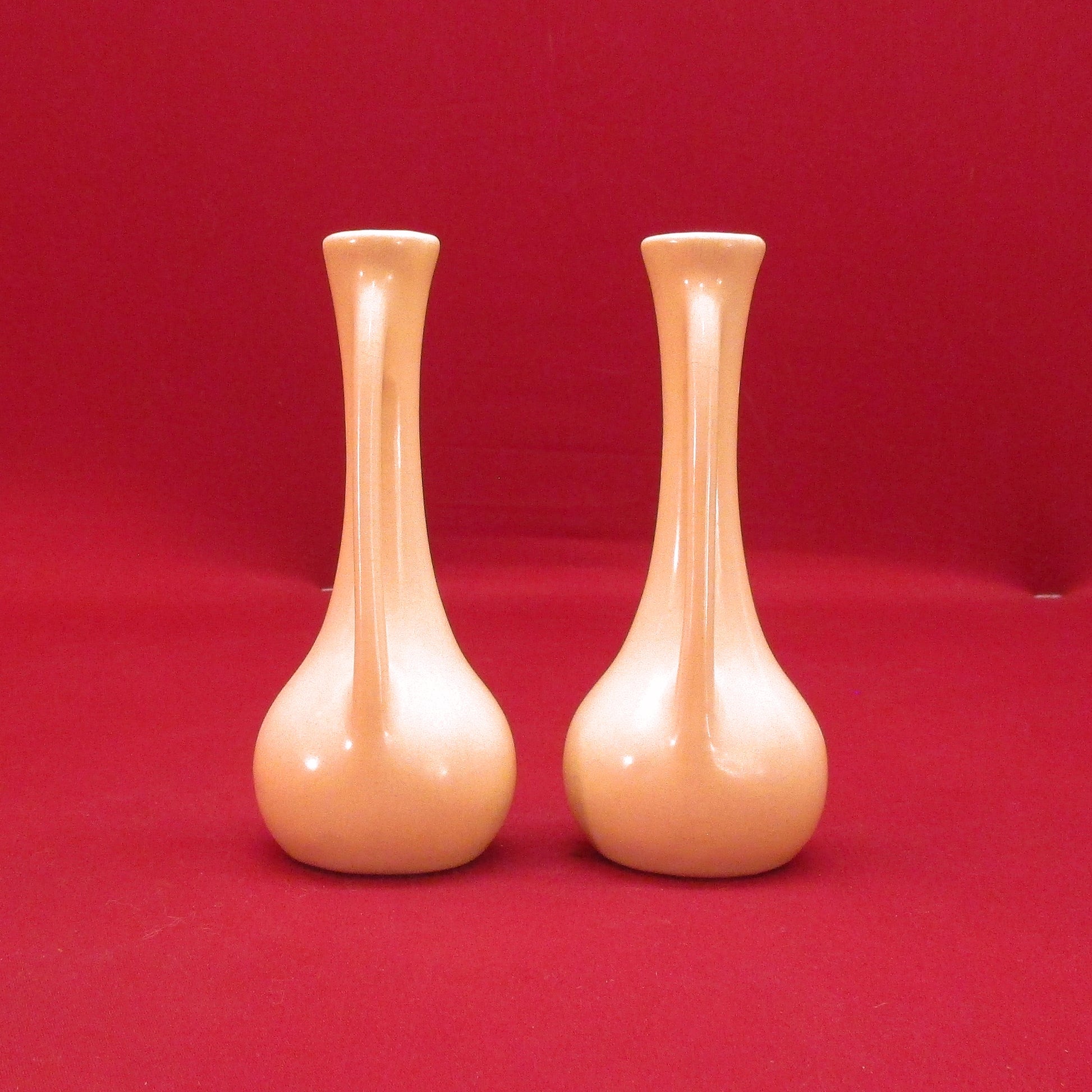 Vintage Antique Cream White Matching Twin Bud Vases