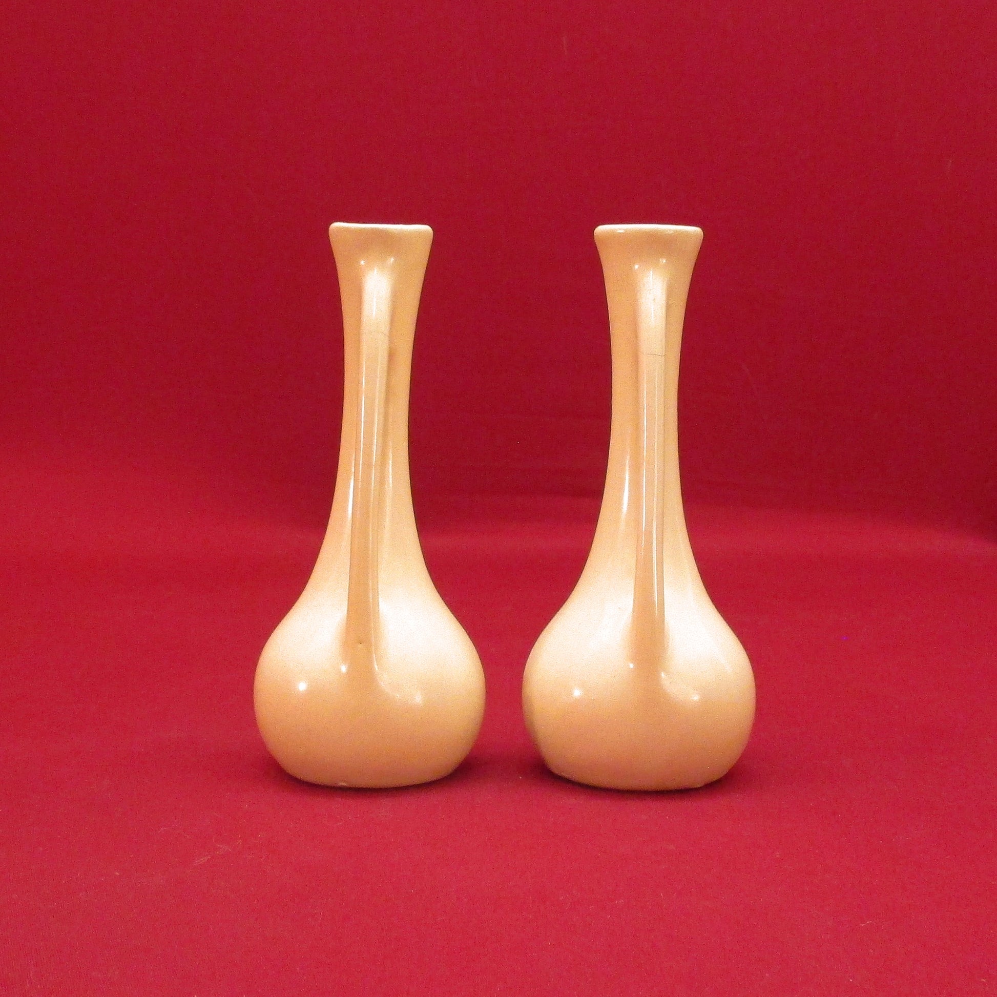Vintage Antique Cream White Matching Twin Bud Vases