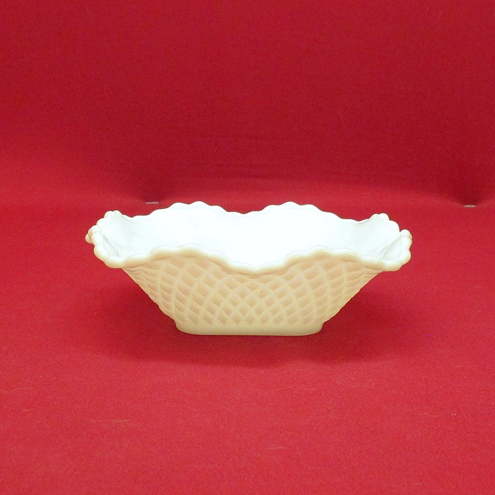 Diamond Quilt Milk Glass Dish