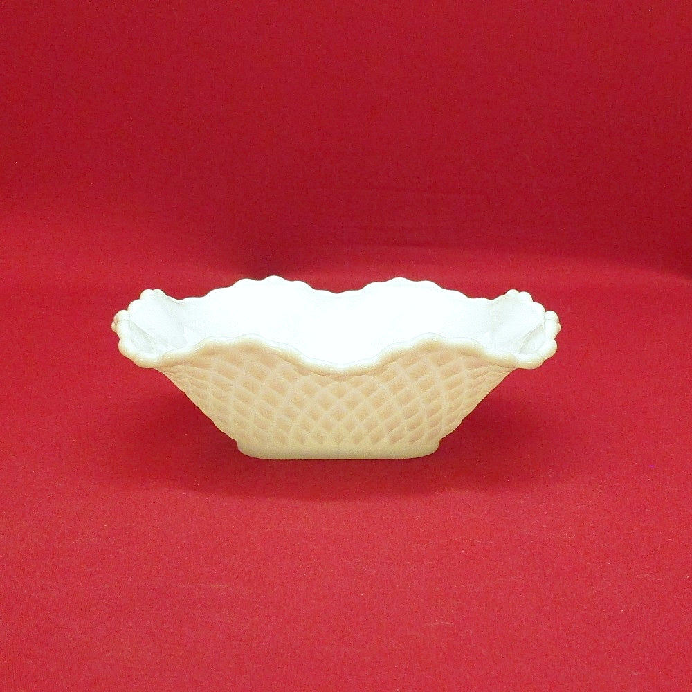 Diamond Quilt Milk Glass Dish