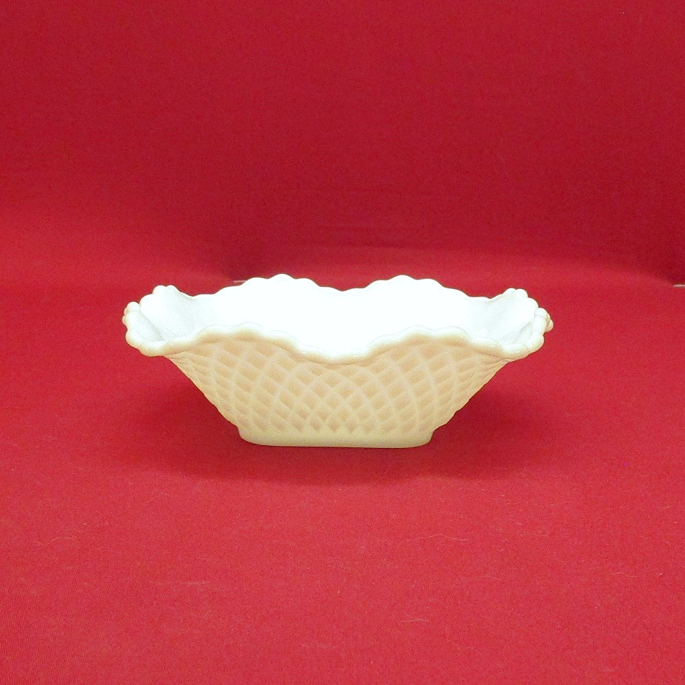 Diamond Quilt Milk Glass Dish