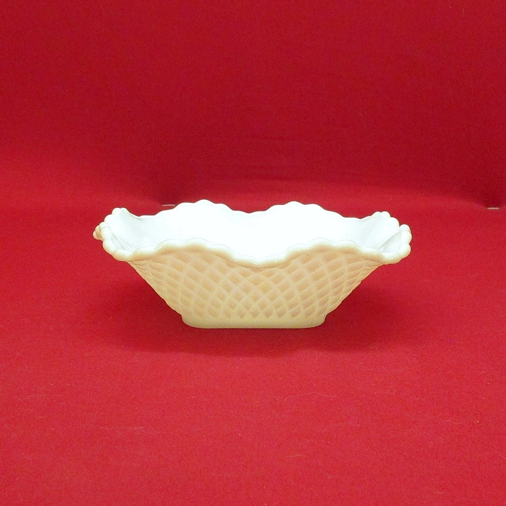 Diamond Quilt Milk Glass Dish