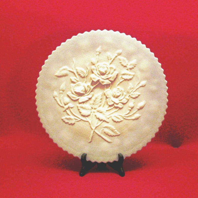 Vintage Imperial Canapé Rose Milk Glass Plater