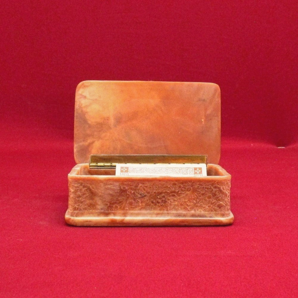 Antique Vintage Incolay Colored Natural Stone Box