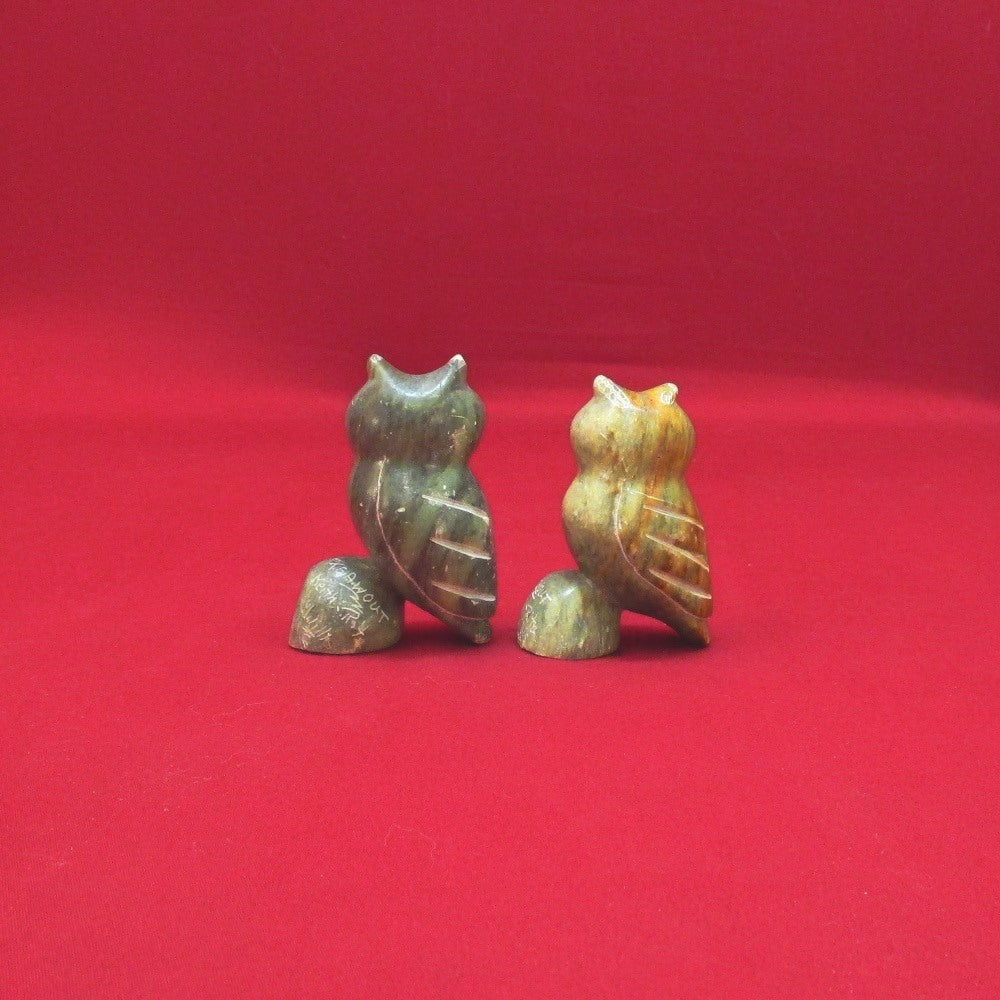 Pair of Hand Carved Soapstone Owl