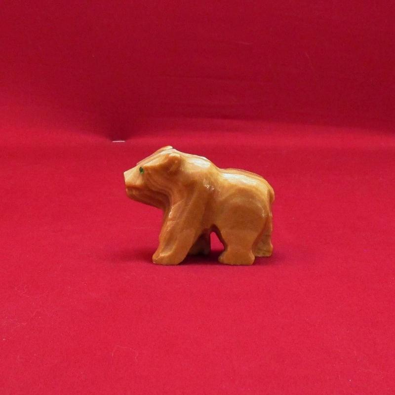 Mexican Hand Carved Alabaster Stone Brown Bear