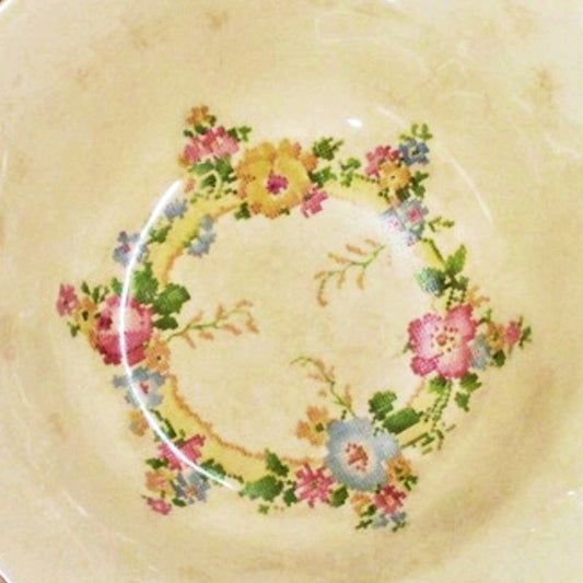 Antique Vintage Crown Porcelain Colonial Dames Bowl